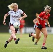 15 June 2024; Louise Ward of Galway in action against Amy McDonagh of Cork during the TG4 All-Ireland Ladies Football Senior Championship Round 2 match between Cork and Galway at MTU Cork in Cork. Photo by David Fitzgerald/Sportsfile