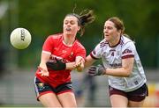15 June 2024; Hannah Looney of Cork in action against Eimíle Gavin of Galway during the TG4 All-Ireland Ladies Football Senior Championship Round 2 match between Cork and Galway at MTU Cork in Cork. Photo by David Fitzgerald/Sportsfile