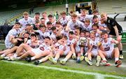 15 June 2024; The Kildare team celebrate with the trophy after the Electric Ireland GAA Football All-Ireland Minor Championship Tier 2 final match between Cavan and Kildare at Páirc Tailteann in Navan, Meath. Photo by Tyler Miller/Sportsfile