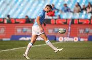 15 June 2024; Ross Byrne of Leinster warms up before the United Rugby Championship semi-final match between Vodacom Bulls and Leinster at Loftus Versfeld Stadium in Pretoria, South Africa. Photo by Shaun Roy/Sportsfile