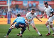 15 June 2024; Robbie Henshaw of Leinster in action against Ruan Nortje of Vodacom Bulls during the United Rugby Championship semi-final match between Vodacom Bulls and Leinster at Loftus Versfeld Stadium in Pretoria, South Africa. Photo by Shaun Roy/Sportsfile