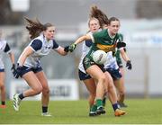 15 June 2024; Aoife Dillane of Kerry in action against Clodagh Carroll of Waterford during the TG4 All-Ireland Ladies Football Senior Championship Round 2 match between Kerry and Waterford at Fitzgerald Stadium in Killarney, Kerry. Photo by Michael P Ryan/Sportsfile