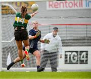 15 June 2024; Emma Dineen of Kerry scores her sides fourth goal past Waterford goalkeeper Evelyn O'Brien  during the TG4 All-Ireland Ladies Football Senior Championship Round 2 match between Kerry and Waterford at Fitzgerald Stadium in Killarney, Kerry. Photo by Michael P Ryan/Sportsfile