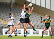 15 June 2024; Mary O'Connell of Kerry in action against Emma Murray of Waterford during the TG4 All-Ireland Ladies Football Senior Championship Round 2 match between Kerry and Waterford at Fitzgerald Stadium in Killarney, Kerry. Photo by Michael P Ryan/Sportsfile