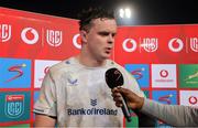 15 June 2024; James Ryan of Leinster speaks to television after his side's defeat in the United Rugby Championship semi-final match between Vodacom Bulls and Leinster at Loftus Versfeld Stadium in Pretoria, South Africa. Photo by Shaun Roy/Sportsfile