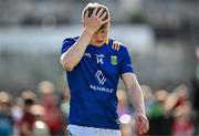 15 June 2024; Kevin Quinn of Wicklow dejected after his side's defeat in the Tailteann Cup quarter-final match between Down and Wicklow at Páirc Esler in Newry, Down. Photo by Sam Barnes/Sportsfile