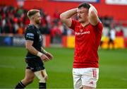 15 June 2024; A dejected Seán O'Brien of Munster after the United Rugby Championship semi-final match between Munster and Glasgow Warriors at Thomond Park in Limerick. Photo by Brendan Moran/Sportsfile