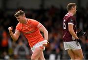 16 June 2024; Tiernan Kelly of Armagh celebrates after scoring his side's first goal during the GAA Football All-Ireland Senior Championship Round 3 match between Armagh and Galway at Markievicz Park in Sligo. Photo by Brendan Moran/Sportsfile