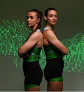 19 June 2024; Aifric Keogh, left, and Fiona Murtagh during the Rowing Team Ireland Paris 2024 team announcement at the National Rowing Centre in Cork. Photo by Ramsey Cardy/Sportsfile