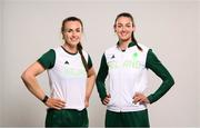 19 June 2024; Aifric Keogh, left, and Fiona Murtagh during the Rowing Team Ireland Paris 2024 team announcement at the National Rowing Centre in Cork. Photo by Ramsey Cardy/Sportsfile