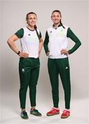 19 June 2024; Aifric Keogh, left, and Fiona Murtagh during the Rowing Team Ireland Paris 2024 team announcement at the National Rowing Centre in Cork. Photo by Ramsey Cardy/Sportsfile