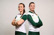 19 June 2024; Aifric Keogh, left, and Fiona Murtagh during the Rowing Team Ireland Paris 2024 team announcement at the National Rowing Centre in Cork. Photo by Ramsey Cardy/Sportsfile