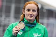 20 June 2024; Danielle Hill of Ireland with her gold medal after winning the Women's 50m Backtroke final during day four of the 2024 European Aquatics Championships at Belgrade, Serbia. Photo by Nikola Krstic/Sportsfile