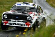 21 June 2024; Gary McPhillips and Paul Sheridan compete in their Ford Escort Mk2 during day one of the Wilton Recycling Donegal International Rally Round 5 of the Irish Tarmac Rally Championship at Letterkenny in Donegal. Photo by Philip Fitzpatrick/Sportsfile