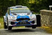 22 June 2024; Matt Edwards and David Moynihan compete in their Ford Fiesta Rall during day two of the Wilton Recycling Donegal International Rally Round 5 of the Irish Tarmac Rally Championship at Letterkenny in Donegal. Photo by Philip Fitzpatrick/Sportsfile