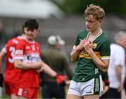 22 June 2024; Michael Horan of Kerry after his side's loss in the Electric Ireland GAA Football All-Ireland Minor Championship semi-final match between Derry and Kerry at TEG Cusack Park in Mullingar, Westmeath. Photo by Brendan Moran/Sportsfile