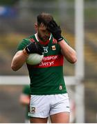 22 June 2024; Aidan O'Shea of Mayo reacts during the GAA Football All-Ireland Senior Championship preliminary quarter-final match between Mayo and Derry at Hastings Insurance MacHale Park in Castlebar, Mayo. Photo by Seb Daly/Sportsfile