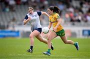 23 June 2024; Amy Boyle Carr of Donegal and Eve Power of Waterford during the TG4 All-Ireland Ladies Football Senior Championship Round 3 match between Waterford and Donegal at Walsh Park in Waterford. Photo by Seb Daly/Sportsfile
