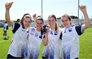 23 June 2024; Waterford players, from left, Katie Murray, Caragh McCarthy, Lauren McGregor and Aoife Murray celebrate after their side's victory in the TG4 All-Ireland Ladies Football Senior Championship Round 3 match between Waterford and Donegal at Walsh Park in Waterford. Photo by Seb Daly/Sportsfile