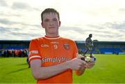 23 June 2024; Dáithí O'Callaghan of Armagh with his Player of the Match award after today's Electric Ireland All-Ireland Minor Football semi-final match between Armagh and Mayo at Glennon Brothers Pearse Park in Longford. #ThisIsMajor. Photo by Sam Barnes/Sportsfile