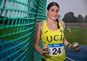 25 June 2024; Athlete Nicola Tuthill of UCD, Dublin, pictured at Morton Stadium in Santry, Dublin, in advance of the 152nd edition of the 123.ie National Senior Track and Field Championships taking place at Morton Stadium Jue 29th – 30th. See AthleticsIreland.ie for tickets. Photo by Ben McShane/Sportsfile