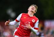 28 June 2024; Chris Forrester of St Patrick's Athletic reacts to a missed opportunity on goal during the SSE Airtricity Men's Premier Division match between St Patrick's Athletic and Bohemians at Richmond Park in Dublin. Photo by Tyler Miller/Sportsfile