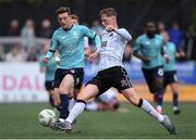 28 June 2024; Ben McCormack of Waterford in action against Hayden Muller of Dundalk during the SSE Airtricity Men's Premier Division match between Dundalk and Waterford at Oriel Park in Dundalk, Louth. Photo by Shauna Clinton/Sportsfile