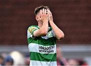 28 June 2024; Conan Noonan of Shamrock Rovers reacts after a missed chance during the SSE Airtricity Men's Premier Division match between Sligo Rovers and Shamrock Rovers at The Showgrounds in Sligo. Photo by Piaras Ó Mídheach/Sportsfile