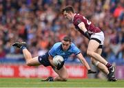 29 June 2024; Brian Fenton of Dublin in action against Cein Darcy of Galway during the GAA Football All-Ireland Senior Championship quarter-final match between Dublin and Galway at Croke Park in Dublin. Photo by Stephen McCarthy/Sportsfile