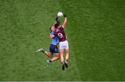 29 June 2024; Sean Kelly of Galway ìn action against Ciaran Kilkenny of Dublin during the GAA Football All-Ireland Senior Championship quarter-final match between Dublin and Galway at Croke Park in Dublin. Photo by Ray McManus/Sportsfile