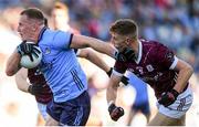 29 June 2024; Ciaran Kilkenny of Dublin in action against Dylan McHugh of Galway during the GAA Football All-Ireland Senior Championship quarter-final match between Dublin and Galway at Croke Park in Dublin. Photo by Shauna Clinton/Sportsfile
