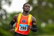 30 June 2024; Israel Olatunde of Tallaght AC, Dublin, competing in the men's 100m during day two of the 123.ie National Outdoor Senior Championships at Morton Stadium in Santry, Dublin. Photo by Sam Barnes/Sportsfile