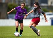 30 June 2024; Hannah Kehoe of Wexford and District is tackled by Chelsea Nolan of Galway during the FAI Women's Under 19 Inter-League Cup final match between Wexford Women’s Schoolgirls Soccer League and Galway District League at Jackman Park in Limerick. Photo by Tom Beary/Sportsfile