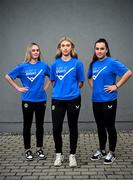 1 July 2024; Players, from left, Joy Ralph, Jess Fitzgerald and Lia O’Leary during a Republic of Ireland women's U19 media day at FAI Headquarters in Abbotstown, Dublin. Photo by Harry Murphy/Sportsfile