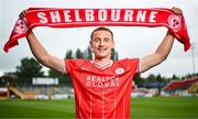 1 July 2024; Shelbourne FC new signing Harry Wood poses for a portrait at Tolka Park in Dublin. Photo by Harry Murphy/Sportsfile