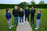2 July 2024; Pictured at the GPA’s post AGM media briefing at the Radisson Blu, Dublin Airport, is, from left, Kerry Ladies footballer Fiadhna Tangney, Ciarán Barr, GPA COO, Cora Staunton, GPA Vice-President, Niall Morgan, GPA Co-Chair, Tom Parsons, GPA CEO, and Tipperary camogie player Mary Ryan. Photo by Ben McShane/Sportsfile