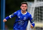 4 July 2024; Ben McCormack of Waterford celebrates after scoring his side's first goal during the SSE Airtricity Men's Premier Division match between Waterford and St Patrick's Athletic at the Regional Sports Centre in Waterford. Photo by Tyler Miller/Sportsfile