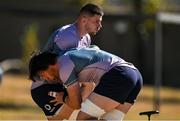 5 July 2024; Ryan Baird, left, and Nick Timoney during an Ireland rugby captain's run at St Peter's College in Johannesburg, South Africa. Photo by Brendan Moran/Sportsfile