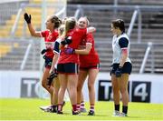 6 July 2024; Daire Kiely, left, and Amy McDonagh of Cork celebrate after the TG4 All-Ireland Ladies Football Senior Championship quarter-final match between Cork and Waterford at SuperValu Páirc Uí Chaoimh in Cork. Photo by Matt Browne/Sportsfile