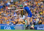 6 July 2024; Martin Keoghan of Kilkenny is tackled by Conor Leen of Clare during the GAA Hurling All-Ireland Senior Championship semi-final match between Kilkenny and Clare at Croke Park in Dublin. Photo by Ray McManus/Sportsfile