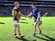 6 July 2024; Adrian Mullen of Kilkenny and Tony Kelly of Clare shake hands after the GAA Hurling All-Ireland Senior Championship semi-final match between Kilkenny and Clare at Croke Park in Dublin. Photo by Piaras Ó Mídheach/Sportsfile