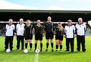 6 July 2024; Referee Barry Redmond, fourth from left, and his officials before the TG4 All-Ireland Ladies Football Senior Championship quarter-final match between Kerry and Meath at Austin Stack Park in Tralee, Kerry. Photo by Tyler Miller/Sportsfile