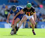 6 July 2024; Ian Galvin of Clare is tackled by Tommy Walsh of Kilkenny during the GAA Hurling All-Ireland Senior Championship semi-final match between Kilkenny and Clare at Croke Park in Dublin. Photo by Ray McManus/Sportsfile