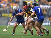 6 July 2024; Adam Hogan of Clare is tackled by Adrian Mullen of Kilkenny during the GAA Hurling All-Ireland Senior Championship semi-final match between Kilkenny and Clare at Croke Park in Dublin. Photo by John Sheridan/Sportsfile