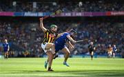 6 July 2024; Ian Galvin of Clare in action against Tommy Walsh of Kilkenny during the GAA Hurling All-Ireland Senior Championship semi-final match between Kilkenny and Clare at Croke Park in Dublin. Photo by Stephen McCarthy/Sportsfile