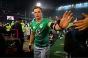 6 July 2024; Josh van der Flier of Ireland high fives a supporter after the first test between South Africa and Ireland at Loftus Versfeld Stadium in Pretoria, South Africa. Photo by Brendan Moran/Sportsfile