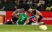 6 July 2024; Dan Sheehan of Ireland receives medical treatment during the first test between South Africa and Ireland at Loftus Versfeld Stadium in Pretoria, South Africa. Photo by Brendan Moran/Sportsfile
