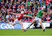 7 July 2024; Kyle Hayes of Limerick in action against Patrick Horgan of Cork during the GAA Hurling All-Ireland Senior Championship semi-final match between Limerick and Cork at Croke Park in Dublin. Photo by Stephen McCarthy/Sportsfile