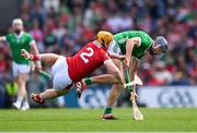 7 July 2024; David Reidy of Limerick in action against Niall O'Leary of Cork during the GAA Hurling All-Ireland Senior Championship semi-final match between Limerick and Cork at Croke Park in Dublin. Photo by Stephen McCarthy/Sportsfile