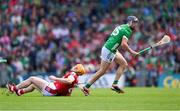 7 July 2024; David Reidy of Limerick in action against Niall O'Leary of Cork during the GAA Hurling All-Ireland Senior Championship semi-final match between Limerick and Cork at Croke Park in Dublin. Photo by Stephen McCarthy/Sportsfile